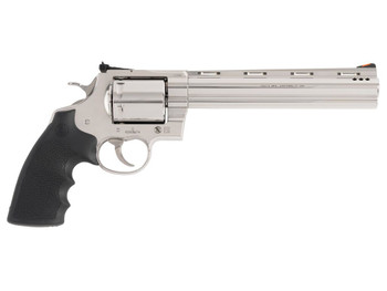 Colt Mfg KODIAKSP8RTS Kodiak 44 Mag 6 Shot 8" Stainless Ported Vent Rib Barrel, Stainless Unfluted Cylinder & Stainless Steel Frame, Black Rubber Grip, Exposed Hammer