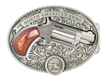 North American Arms 22MSBBO Chuckwagon w/Belt Buckle 22 Mag 5rd Shot 1.13" Matte Stainless Steel Barrel, Stainless Cylinder & Frame, Rosewood Grip