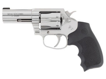 Colt Mfg KCOBRASB3RBB King Cobra 357 Mag 6rd Shot 3" Stainless Steel Barrel, Cylinder & Frame, Black Hogue Overmolded Grip, Exposed Hammer