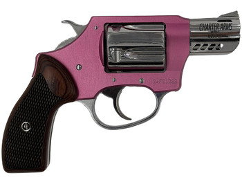 Charter Arms 53805 Coyote 380 ACP 5 Shot 2" High Polished Ported Barrel, High Polished Cylinder, Pink Aluminum Frame, Rosewood Checkered Grip, Exposed Hammer