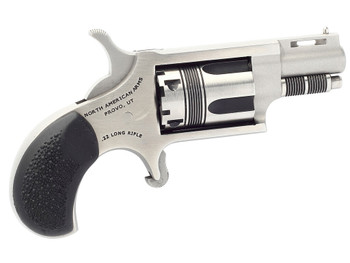North American Arms 22LRTW Wasp 22 LR 5rd rd 1.13" Stainless Vent Rib Steel Barrel, Matte Stainless Steel Frame, Stainless Cylinder, Exclusive Black Pebbled Rubber Grips