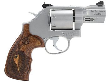 Smith & Wesson 170346 Performance Center Model 686 38 S&W Spl +P, 357 Mag 7rd 2.50" Stainless Steel Barrel, Unfluted Cylinder, Matte Silver Stainless Steel Frame with Wood Grip Includes Moon Clips