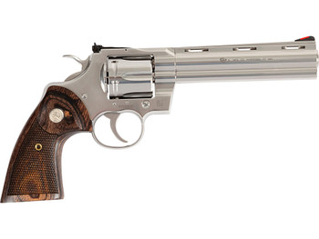 Colt Mfg PYTHONSP6WTS Python 38 Special/357 Mag 6 Shot 6" Stainless Vent Recessed Target/Vent Rib Barrel, Cylinder & Frame, Walnut w/Colt Medallion Grip