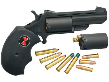 North American Arms BWCCRK Black Widow 22 LR or 22 WMR 5 Shot 2" Vent Rib Barrel, Overall Stainless Finish, Finger Grooved Black Rubber Grip & Fixed Sights Includes Cylinder