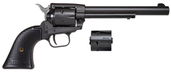 Heritage Mfg SRR22MBS6PG Rough Rider  22 LR/22 WMR 6 Shot/ 6.50" Black Satin Steel Barrel, Frame & Cylinder, Black Polymer Grip, Hammer/Thumb Safety, Exposed Hammer                                    
