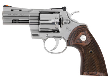 Colt Mfg PYTHONSP3WTS Python 38 Special 357 Mag 6 Shot 3" Stainless Recessed Target/Vent Rib Barrel, Cylinder & Frame, Walnut w/Colt Medallion Grip