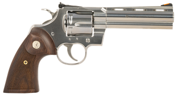 Colt Mfg PYTHONSP5WTS Python  357 Mag/38 Special 6 Shot 5" Stainless Recessed Target/Vent Rib Barrel, Stainless Cylinder & Frame, Walnut w/Colt Medallion Grip                                          