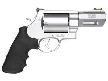 Smith & Wesson 11623 Model 500 Performance Center 500 S&W Mag Stainless Steel 3.50" Barrel, 5rd Unfluted Cylinder & X Frame, Trigger Overtravel Stop, HiViz Fiber Optic Front Sight