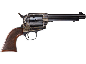 Taylors & Company 550811DE Smoke Wagon Uberti 357 Mag 6 Shot 5.50" Blued Round Barrel & Cylinder, Color Case Hardened Steel Frame, Checkered Walnut Navy Grip, Exposed Hammer