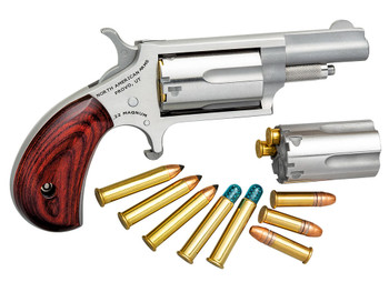 North American Arms 22MC Mini-Revolver 22 LR/22 WMR 5 Shot 1.63" Stainless Steel Barrel, Frame & Cylinder, Rosewood Grip, Exposed Hammer