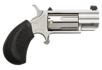North American Arms PUGD Pug  22 WMR 5 Shot 1" Stainless Steel Barrel, Frame & Cylinder, Black Pebbled Rubber Grip, Exposed Hammer                                                                      