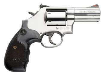 Smith & Wesson 150853 Model 686 Plus 357 Mag 7rd Shot 3" Satin Stainless Steel Barrel, Cylinder & Frame, Black/Silver Custom Wood Grip