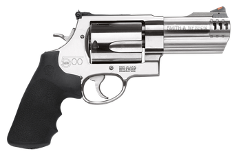 Smith & Wesson 163504 Model 500  X-Frame 500 S&W Mag Stainless      Steel 4" Compensated Barrel & 5rd Cylinder, Satin Stainless Steel   X-Frame, Includes Two Muzzle Brakes & Internal Lock             