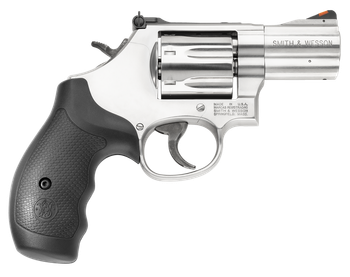 Smith & Wesson 164192 Model 686 Plus 357 Mag or 38 S&W Spl +P  Stainless Steel 2.50" Barrel, 7 Shot, Satin Stainless Steel L-Frame, Red Ramp Front/Adjustable White Outline Rear Sights, Internal Lock  