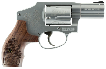 Smith & Wesson 150784 Model 640 *CA Compliant 357 Mag  2.13" Stainless Engraved Barrel , 5rd Stainless Engraved Cylinder, Matte Silver Stainless Steel Engraved J Frame , Wood Engraved Grip            