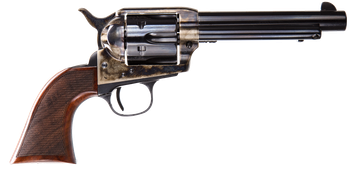 Taylors & Company 550813DE Smoke Wagon Uberti 45 Colt (Long Colt) 6 Shot 5.50" Blued Round Barrel & Cylinder, Color Case Hardened Steel Frame, Checkered Walnut Navy Grip, Exposed Hammer               