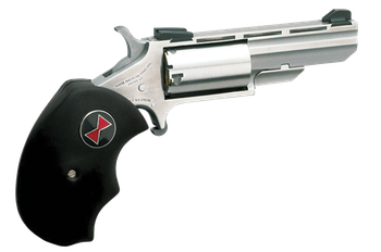 North American Arms BWM Black Widow  22 WMR 5 Shot 2" Stainless Steel Vent Rib Barrel, Stainless Steel Frame, Stainless Cylinder, Black Finger Grooved Rubber Grip, Exposed Hammer                      