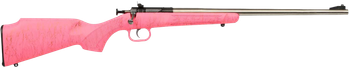 Crickett KSA2441 Gen2  Youth 22 LR 1rd 16.13" Stainless Single Shot Barrel, Stainless Steel Receiver, Pink w/Gold Webbing Fixed Synthetic Stock                                                         