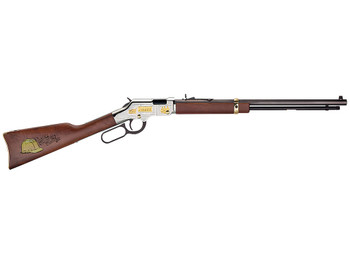 Henry H004AC American Construction 22 S/L/LR, 16 LR/21 Short Capacity, 20" Blued Octagon Barrel, Nickel-Plated w/24K Gold Inlay Engraved Steel Drilled & Tapped Receiver, Walnut w/Gold Accent Fixed Wo