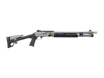 Panzer Arms PAM4CSGGTMFSS M4 Speed Pro 12 Gauge Semi-Auto 3" 5+1 18.50" Gray Ported Barrel, Gray w/Gold Titanium Accents Aluminum Receiver w/Picatinny Rail, M-LOK Handguard, Skeleton Stock, Black Poly