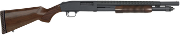 Mossberg 52151 590 Retrograde 12 Gauge Pump 3" 6+1 18.50" Matte Blued Heat Shield Barrel, Matte Blued Stainless Steel Drilled & Tapped Receiver, Walnut Fixed  Stock, Cylinder Bore Choke               