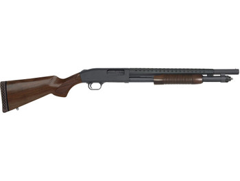 Mossberg 52151 590 Retrograde 12 Gauge Pump 3" 6+1 18.50" Matte Blued Heat Shield Barrel, Matte Blued Stainless Steel Drilled & Tapped Receiver, Walnut Fixed Stock, Cylinder Bore Choke