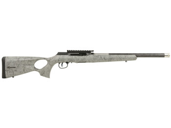 Savage Arms 47253 A Series TimberLite 22LR 10+1 18" Black Threaded Carbon Fiber/SS Barrel, Black Picatinny Rail Steel Receiver, Gray w/Black Webbing Synthetic Fixed Thumbhole Stock
