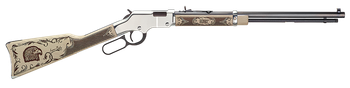 Henry H004AE Golden Boy Silver American Eagle Full Size 22 Short, 22 Long, 22 LR, 16 LR/21 Short, 20" Blued Barrel, Nickel-Plated Metal Finish & Ivory American Walnut Stock Right Hand                 