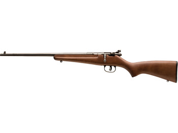 Savage Arms 13820 Rascal Youth 22 LR 1rd 16.13" Matte Black Sporter Barrel, Matte Black Carbon Steel Receiver, Satin Brown Fixed Wood Stock, Left Hand