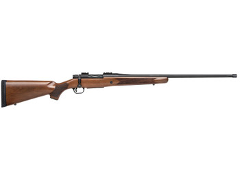 Mossberg 28239 Patriot Full Size 7mm PRC 3+1 24" Matte Blued Fluted Threaded Barrel, Drilled & Tapped Matte Blued Stainless Steel Receiver, Walnut Fixed Stock