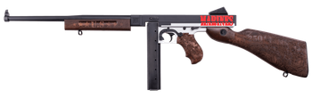 Thompson TM1C6 Marines 250th Anniversary 45 ACP 30+1 16.50" Midnight Blue Cerakote Barrel, Midnight Blue/Stormtrooper White Cerakote Steel Receiver, Engraved Walnut Fixed Stock, Engraved Wood Grip    