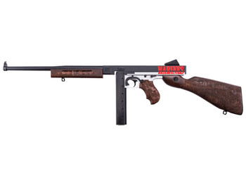 Thompson TM1C6 Marines 250th Anniversary 45 ACP 30+1 16.50" Midnight Blue Cerakote Barrel, Midnight Blue/Stormtrooper White Cerakote Steel Receiver, Engraved Walnut Fixed Stock, Engraved Wood Grip