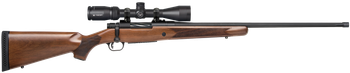 Mossberg 28237 Patriot w/Optic Full Size 6.5 PRC 4+1 24" Matte Blued Fluted Threaded Barrel, Matte Blued Drilled & Tapped Receiver, Walnut Fixed Stock, Vortex Crossfire II 3-9x40mm Scope, Right Hand  