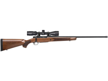 Mossberg 28237 Patriot w/Optic Full Size 6.5 PRC 4+1 24" Matte Blued Fluted Threaded Barrel, Matte Blued Drilled & Tapped Receiver, Walnut Fixed Stock, Vortex Crossfire II 3-9x40mm Scope, Right Hand