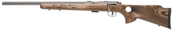 Savage Arms 96210 93R17 BTVLSS Full Size 17 HMR 5+1 21" Satin Heavy Button Rifled Barrel, Satin Drilled & Tapped Stainless Steel Receiver, Natural Brown Thumbhole Laminate Stock, Left Hand            