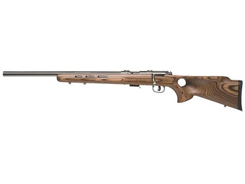 Savage Arms 96210 93R17 BTVLSS Full Size 17 HMR 5+1 21" Satin Heavy Button Rifled Barrel, Satin Drilled & Tapped Stainless Steel Receiver, Natural Brown Thumbhole Laminate Stock, Left Hand