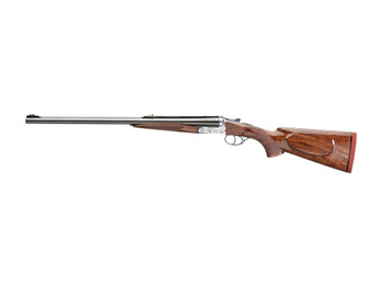 Rizzini USA 7001470 Rhino Express 470 Nitro Express 2rd 23" Gloss Blued 23" Chrome-Lined Barrel Coin Anodized Silver Engraved Steel Oiled Turkish Walnut Ambidextrous Hand