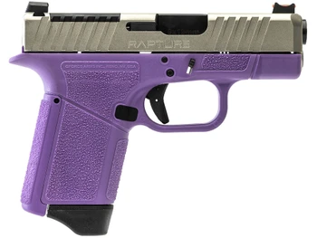 Gforce Arms GF932512PUN Rapture Sub-Compact Frame 9mm Luger 12+1 3.25" Black Steel Barrel, Nickel Steel Optic Cut/Serrated Slide, Purple Cerakote Polymer Frame, Shield RMSc/RMR Footprint