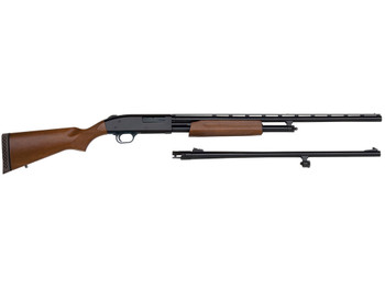 Mossberg 54282 500 Combo Full Size 20 Gauge Pump 3" 5+1 Blued 26" Slugster/24" Fully-Rifled Barrels, Blued Steel Receiver, Fixed Wood Stock, Right Hand, Fully Rifled Bore Barrel