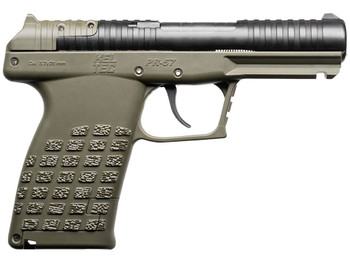 Kel-Tec PR57GRN PR57 Compact Frame 5.7x28mm 20+1 4" Black Steel Barrel, OD Green Optic Ready/Serrated Slide, OD Green Textured Grip