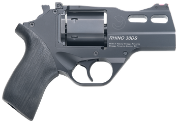 Chiappa Firearms 340289 Rhino 30DS  Small Frame 357 Mag 6 Shot, 3" Black Anodized Steel Vent Rib Barrel, Blued Steel Cylinder, Black Anodized Aluminum Frame, Black Rubber Grip, Concealed Hammer       