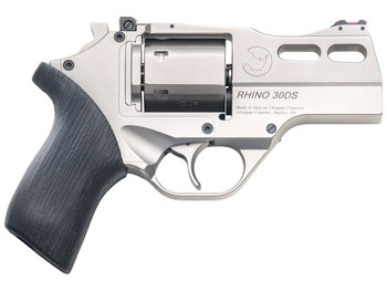 Chiappa Firearms CF340290 Rhino 30SAR *CA Compliant Small Frame 357 Mag 6 Shot, 3" Nickel-Plated Steel Vent Rib Barrel & Cylinder, Nickel-Plated Aluminum Frame, Black Rubber Grip, Concealed Hammer