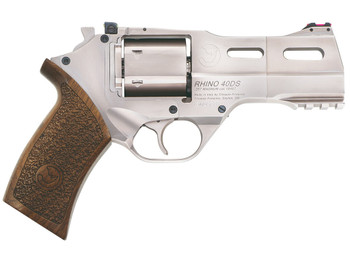 Chiappa Firearms CF340245 Rhino 40SAR *CA Compliant Medium Frame 357 Mag 6 Shot, 4" Nickel-Plated Steel Barrel & Cylinder, Nickel-Plated Aluminum Frame w/Picatinny Rail, Walnut Grip, Concealed Hammer