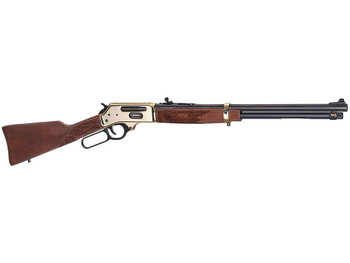 Henry H024360BH Side Gate Full Size 360 Buckhammer 5+1 20" Blued Steel Barrel, Brass Polished Drilled & Tapped Brass Receiver, Fixed American Walnut Stock, Right Hand