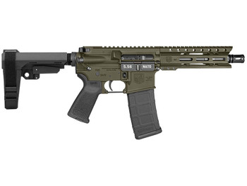 Diamondback DB1913K101 DB15 5.56 NATO 30+1 7" Black Nitride Heavy Threaded Barrel, OD Green Cerakote Picatinny Rail Aluminum Receiver, 6" M-LOK Handguard, SB Tactical Brace & Black Magpul MOE Grip