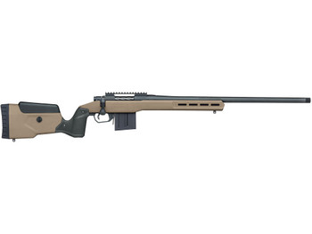 Mossberg 28148 Patriot LR Tactical 6.5 PRC 10+1 22" Matte Blued Threaded Bull Barrel, Matte Blued Picatinny Rail MDT Oryx Tactical M-LOK Flat Dark Earth Synthetic Stock, Right Hand