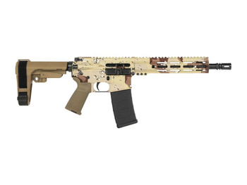 Shark Coast Tactical SCC07145CHCHIP-P Chocolate Chip 5.56 NATO 30+1 10.50" Black Nitride Threaded Barrel, Aluminum Receiver w/Picatinny Rail, M-LOK Handguard, Polymer SB Tactical SBA3 Brace, Polymer