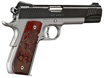 Kimber Mfg, Inc 3000233 Camp Guard 10mm Auto 8+1 5" Stainless Match Grade Barrel, Matte Black Serrated Stainless Steel Slide, Satin Silver Stainless Steel Frame w/Beavertail, Rosewood Grip