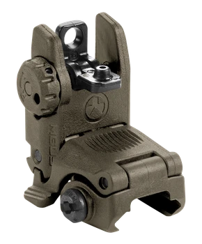 Magpul MAG248-ODG MBUS Sight Rear  Olive Drab Green Polymer, Spring-Loaded Flip Up for AR-15/ M16                                                                                                       