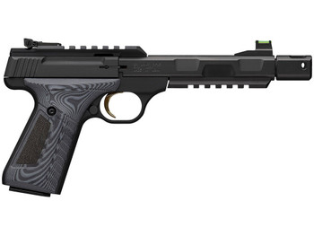 Browning 051598490 Buck Mark Contour Pro 22 LR 10+1 4.40" Black Threaded w/Compensator Barrel, Matte Black Picatinny Rail Receiver, Matte Black Aluminum Frame w/Picatinny Rail, Black/Gray G10 Grip